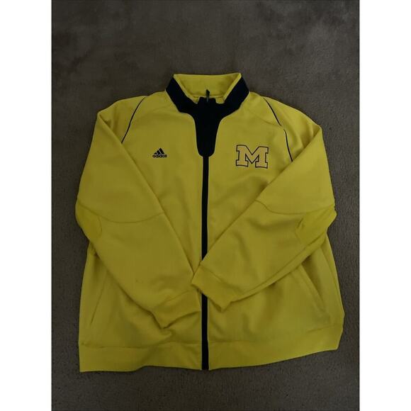Michigan Wolverines Jacket Men 4XL Yellow Adidas Full Zip Track Pockets Big Blue - Picture 1 of 8